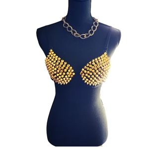 Black/Gold Spike Fashion Bra